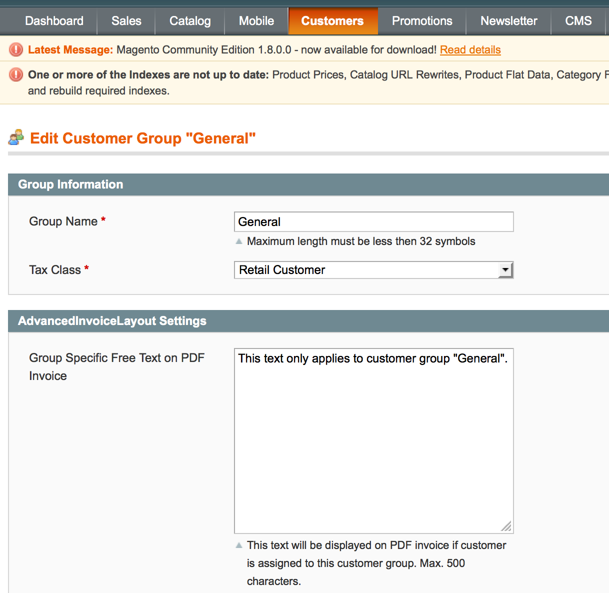 Magento Kundengruppen-Konfiguration